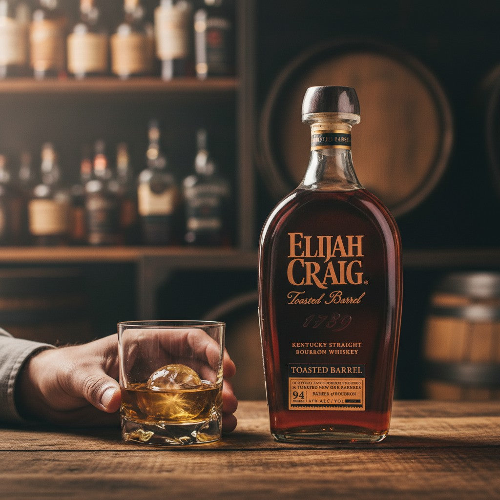 Elijah Craig Toasted Barrel Bourbon Whiskey, 47% Vol., Kentucky Straight Bourbon mit floralen Noten und Holzsüße.