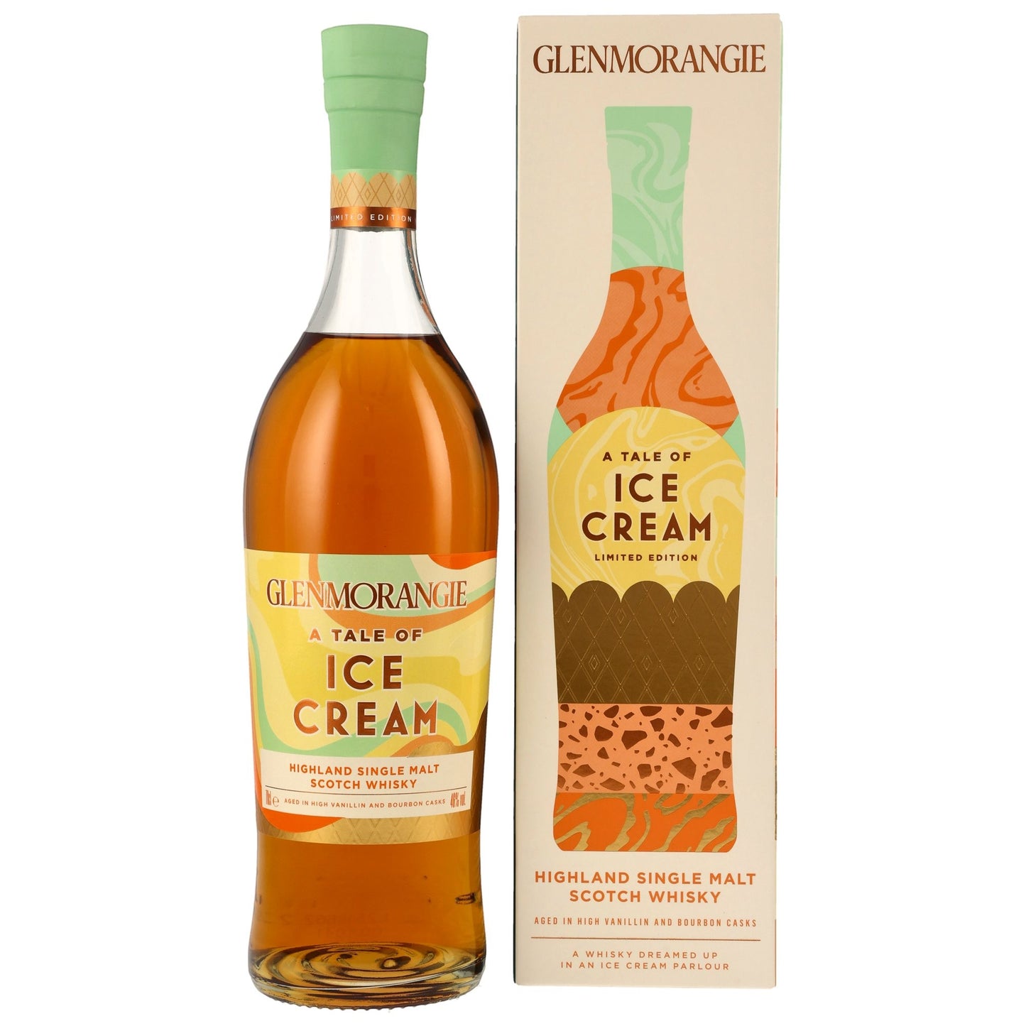 Glenmorangie A Tale of Ice Cream Highland Single Malt Scotch Whisky, 46% Vol. in einer Flasche und Geschenkverpackung.
