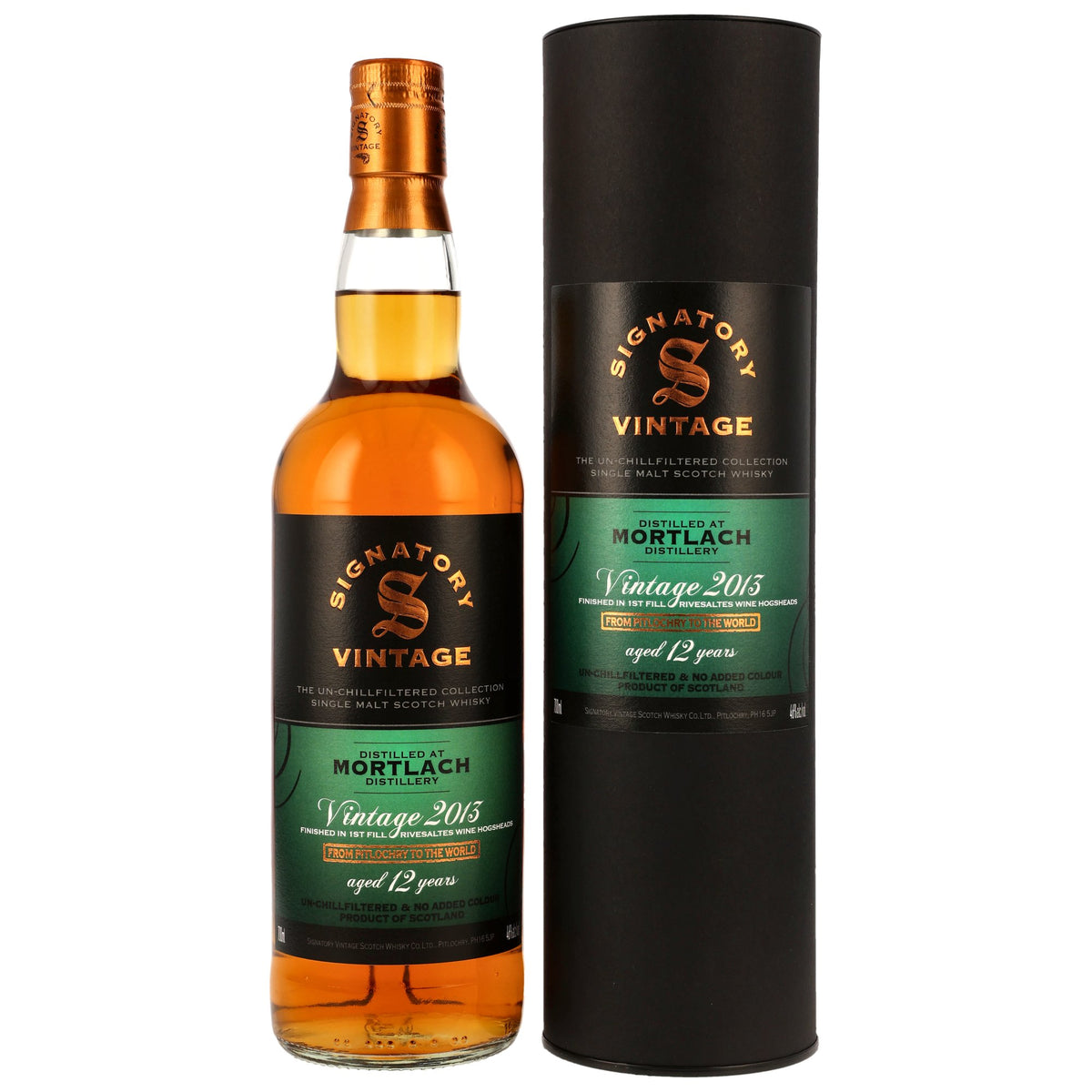 Mortlach 2013 12 Jahre Rivesaltes Finish Signatory Flasche und Tube