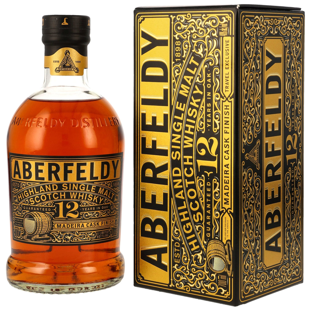 Schwarzbach Spirits Aberfeldy 12 Year Old Madeira Cask Finish Highland Single Malt Scotch Whisky with gift box