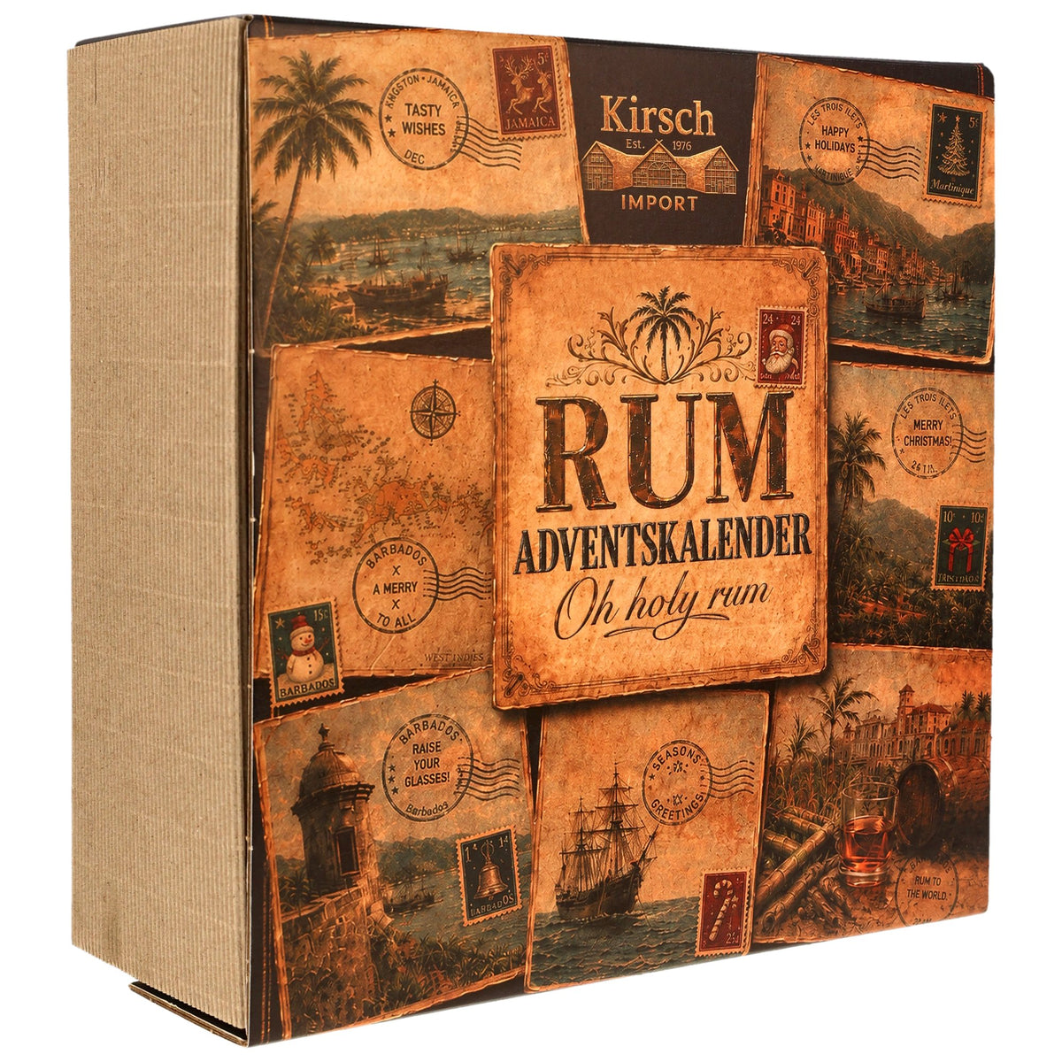 Rum Adventskalender 2026 geöffnete Magnetbox