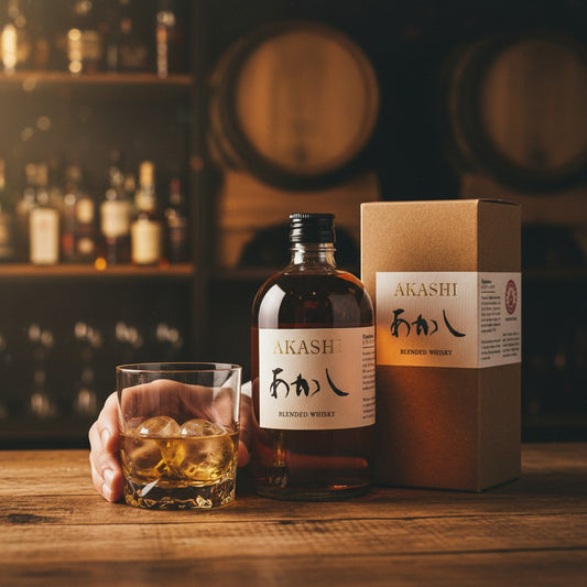 Schwarzbach Spirits Akashi Blended Whisky, 40% Vol. in Glasflasche mit Karton. Japanischer Whisky mit Vanille-, Honig- und Fruchtaromen.