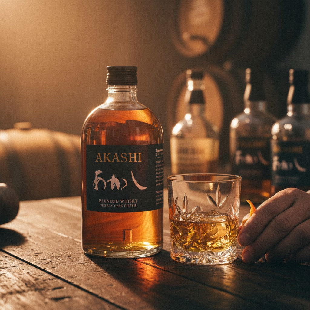 Schwarzbach Spirits Akashi Sherry Cask Finish Blended Japanese Whisky in Glasflasche und Karton