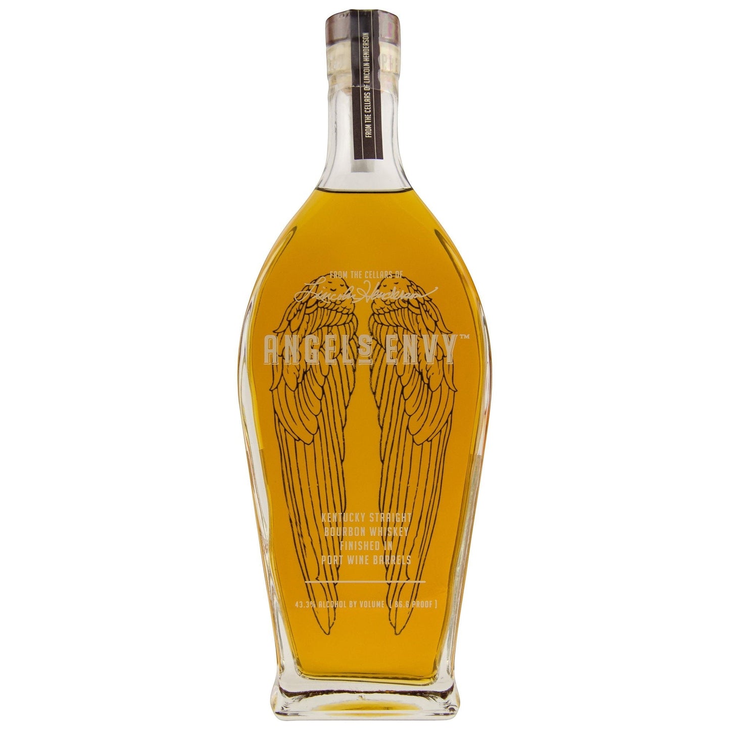 Schwarzbach Spirits Angel's Envy Kentucky Straight Bourbon in einer eleganten Glasflasche mit Engelsflügel-Logo