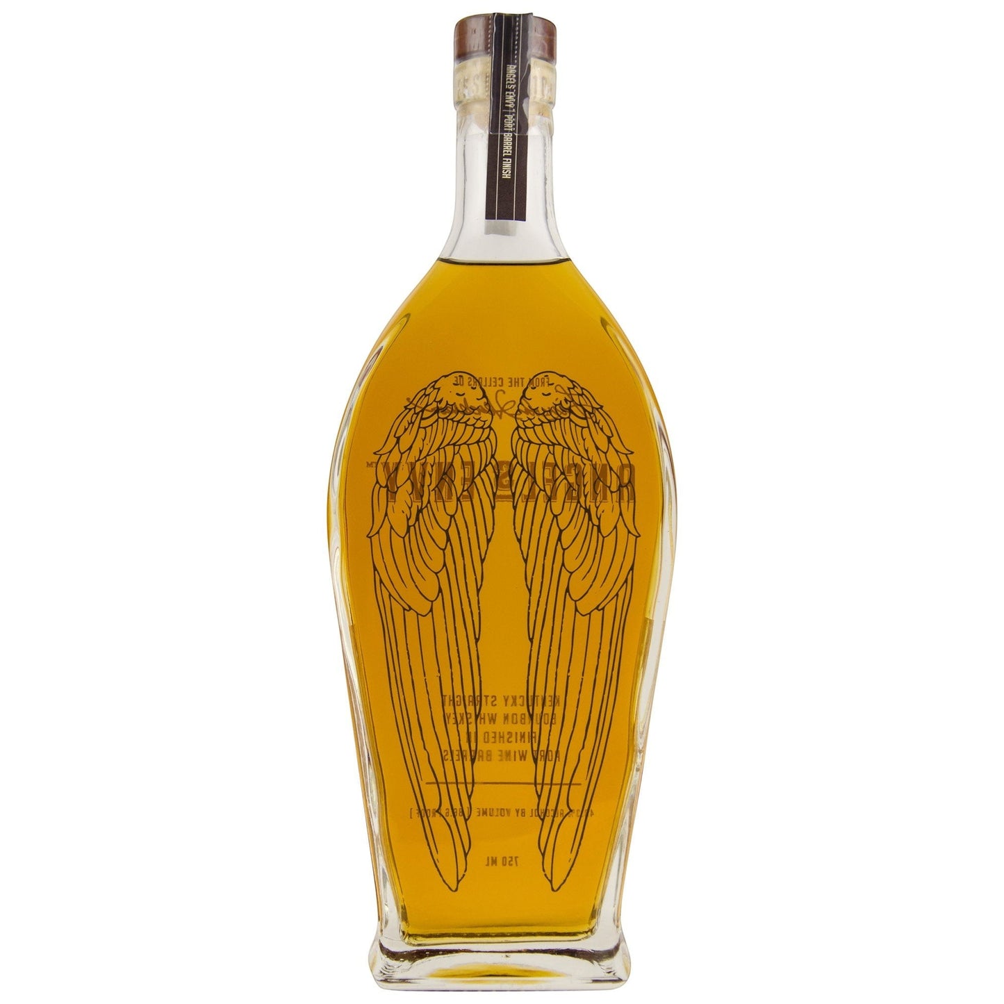 Schwarzbach Spirits Angels Envy Bourbon Flasche mit charakteristischem Engelsflügel-Design und goldbraunem Whiskey