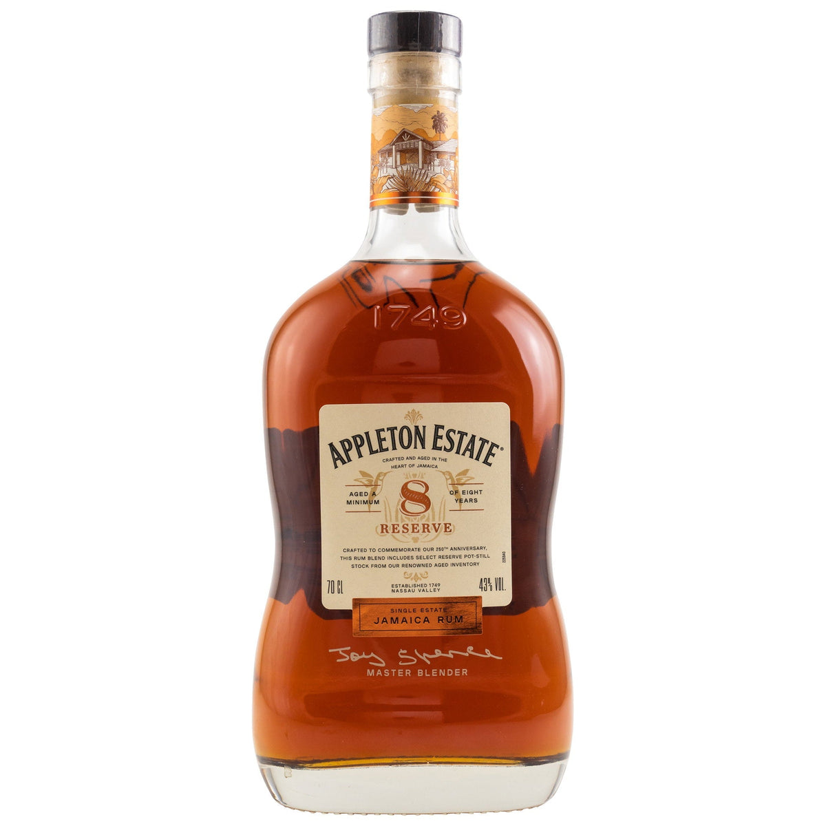 Schwarzbach Spirits Appleton Estate 8 Jahre Reserve Rum in einer 0,7 Liter Flasche mit goldenem Etikett