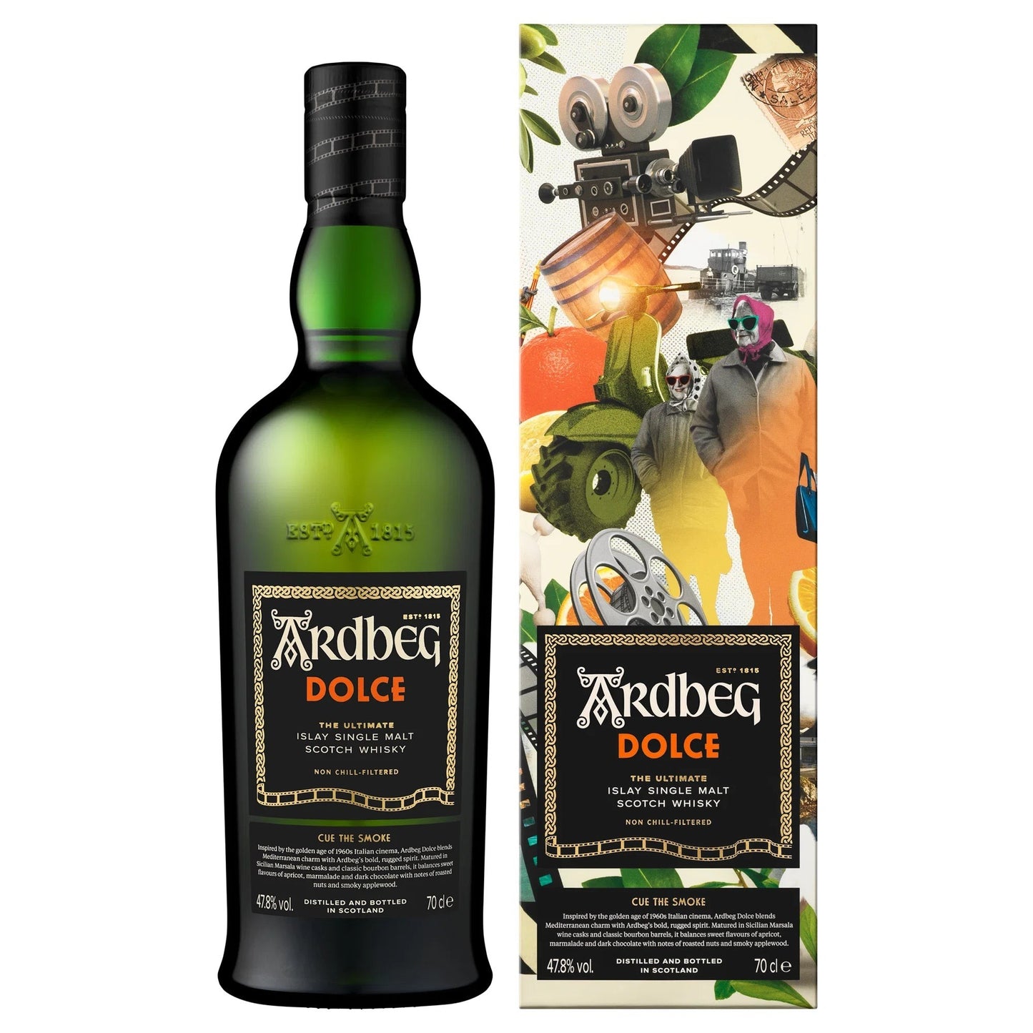 Ardbeg Dolce Single Malt Scotch Whisky in grüner Flasche mit Etikett, 47,8% Vol., nicht kühlgefiltert, aus zypriotischen Marsala-Weinfässern.
