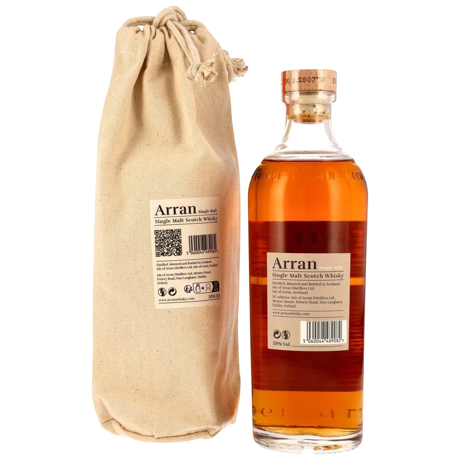 Schwarzbach Spirits Arran 12 Jahre Duero Discovery Signature Series #3 Whisky Flasche mit beigem Stoffbeutel