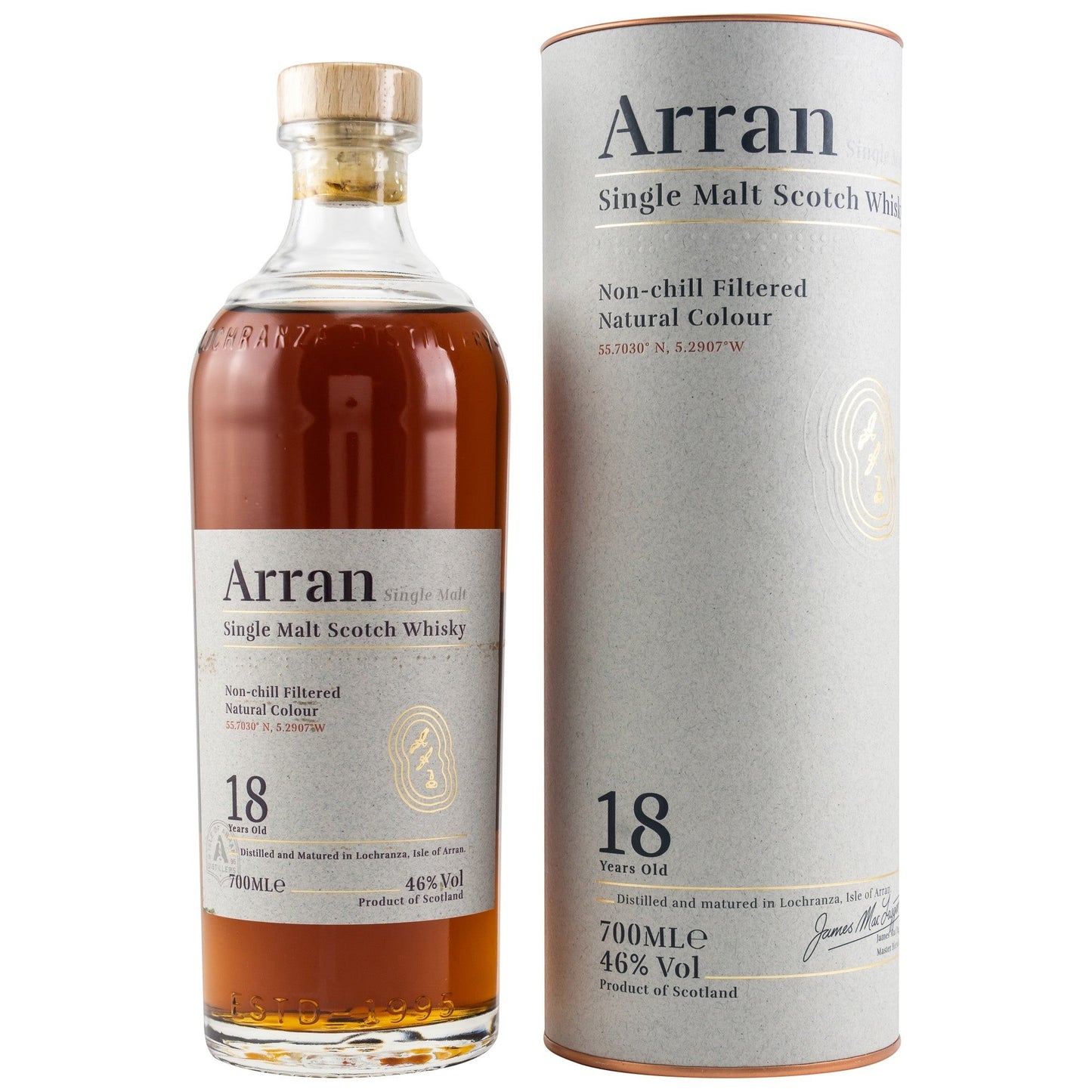 Schwarzbach Spirits Arran 18 Jahre Single Malt Scotch Whisky mit Geschenkdose, bernsteinfarben, 46% Vol.