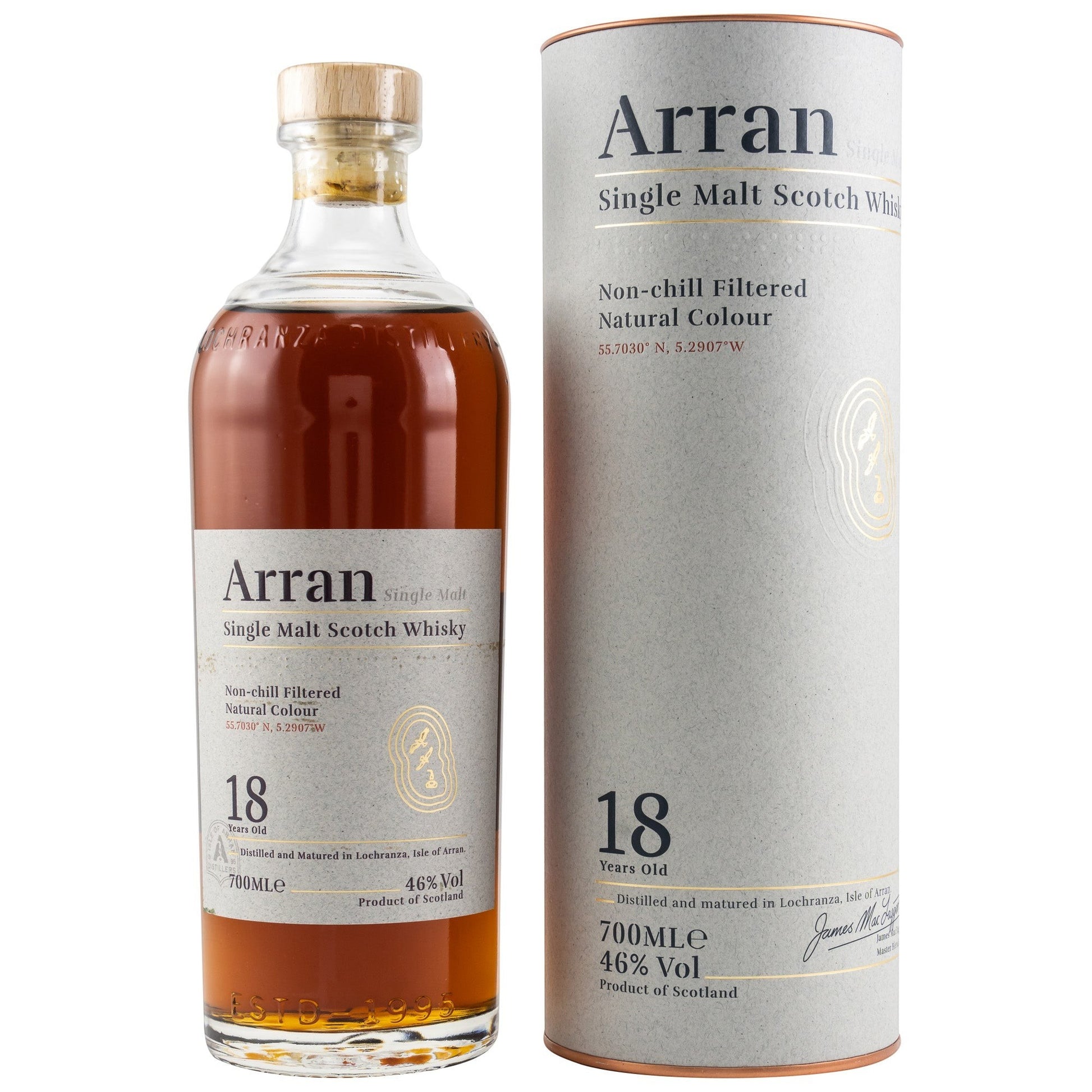 Schwarzbach Spirits Arran 18 Jahre Single Malt Scotch Whisky mit Geschenkdose, bernsteinfarben, 46% Vol.