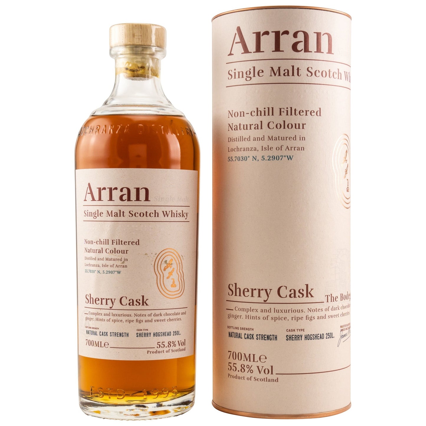 Schwarzbach Spirits Arran Sherry Cask The Bodega Single Malt Whisky Flasche mit Geschenkdose, 55,8% Vol.