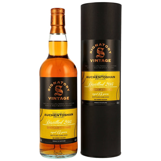 Schwarzbach Spirits Auchentoshan 13 Jahre Single Malt Whisky mit Signatory Vintage Geschenkdose und goldener Flasche
