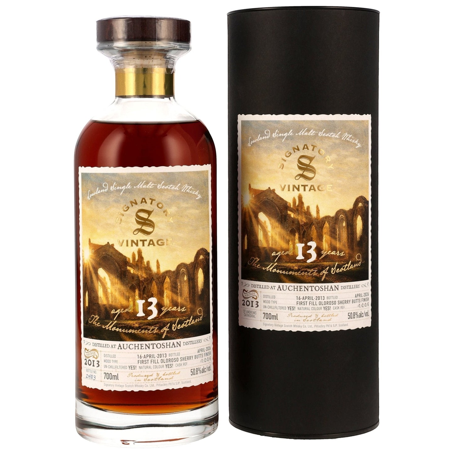 Schwarzbach Spirits Auchentoshan 13 Jahre Single Malt Whisky mit Oloroso Sherry Finish und schwarzer Geschenkdose