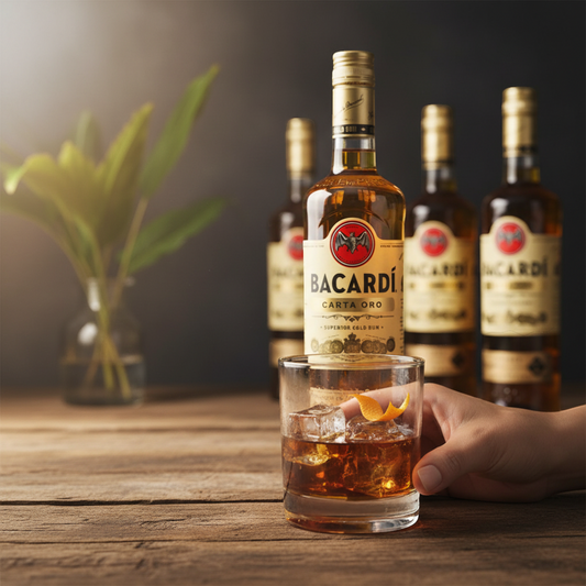 Schwarzbach Spirits BACARDI Carta Oro Superior Gold Rum, 37.5% Vol. 700ml bottle. Rich golden rum with a classic label.