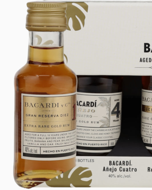 Schwarzbach Spirits Bacardi Discovery Pack mit drei Rum Miniaturen in einer Geschenkverpackung