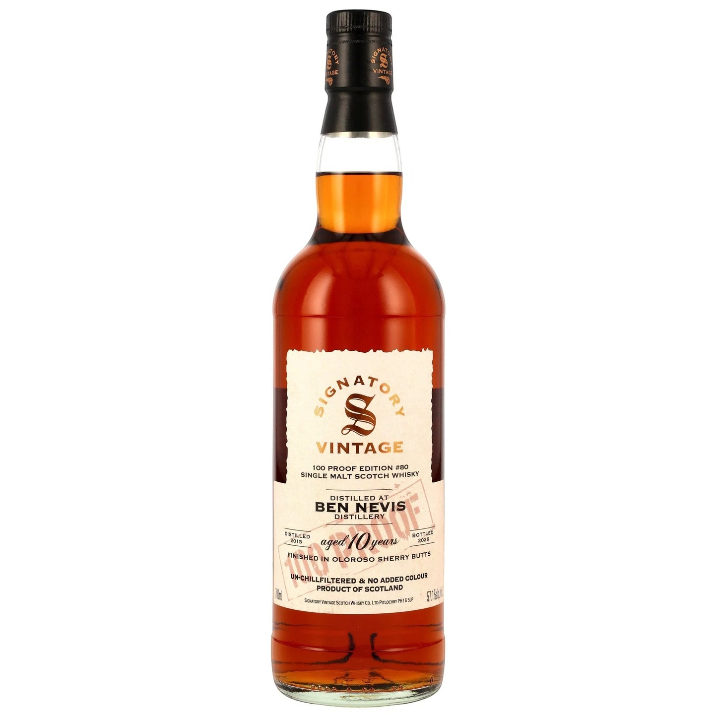Schwarzbach Spirits Ben Nevis 10 Jahre Signatory Vintage 100 Proof Edition #80 Whisky in einer 0,7l Flasche