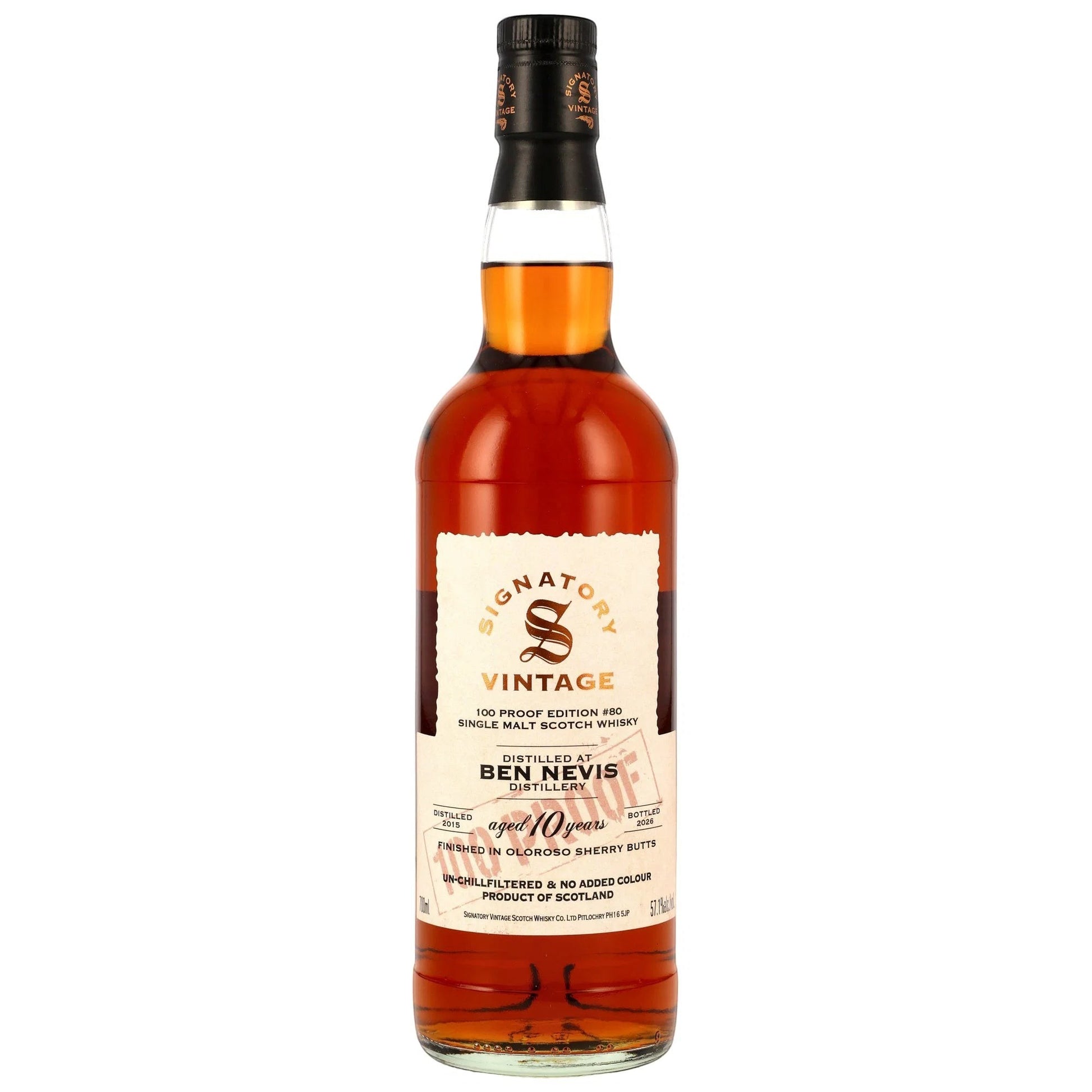 Schwarzbach Spirits Ben Nevis 10 Jahre Signatory Vintage 100 Proof Edition #80 Whisky in einer 0,7l Flasche
