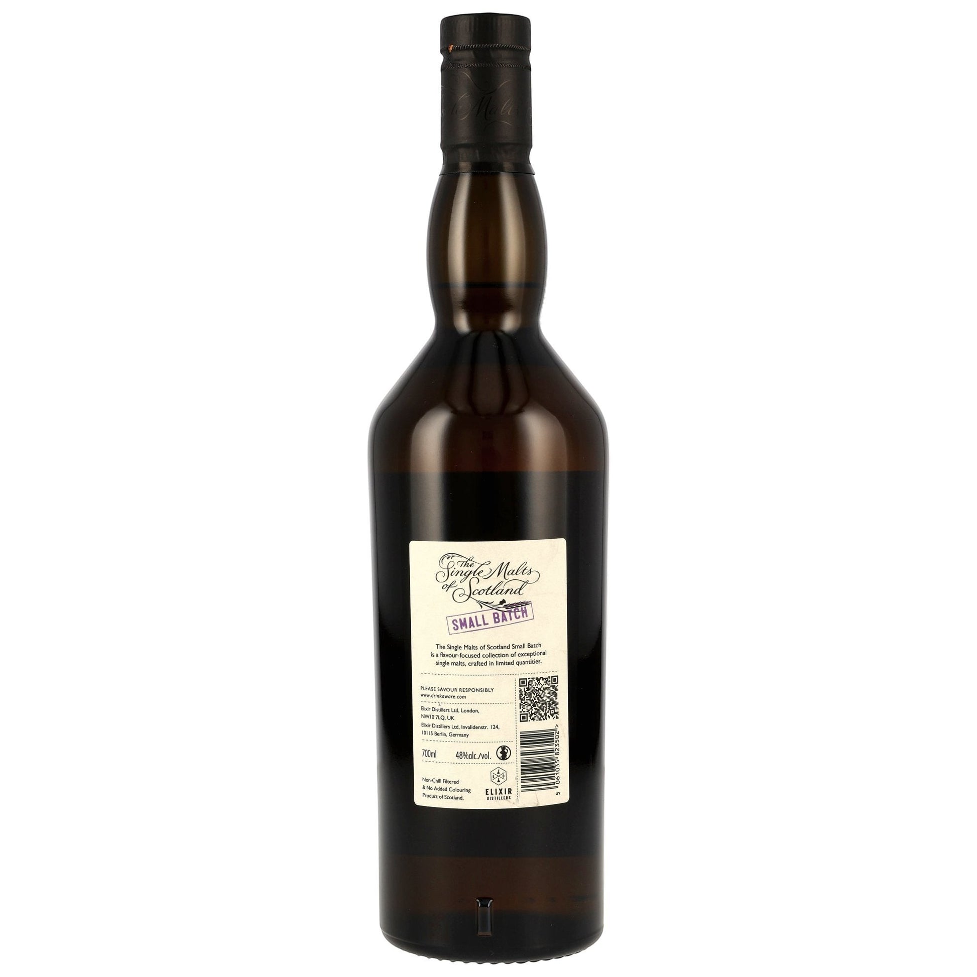 Schwarzbach Spirits Ben Nevis 6 Jahre Peated Single Malt Whisky in brauner Glasflasche, 48% Vol., 700ml, Small Batch Abfüllung.