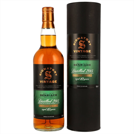 Schwarzbach Spirits Benriach 10 Jahre Single Malt Whisky mit Oloroso Sherry Finish in Flasche und schwarzer Dose
