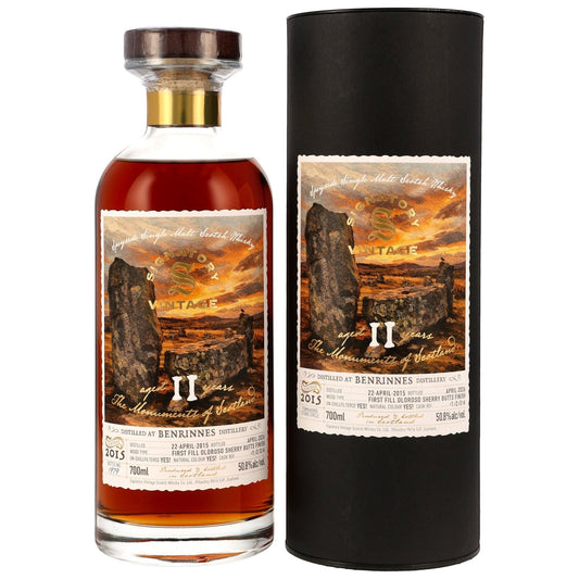 Schwarzbach Spirits Benrinnes 11 Jahre Single Malt Whisky mit Oloroso Sherry Finish in Flasche und schwarzer Tube