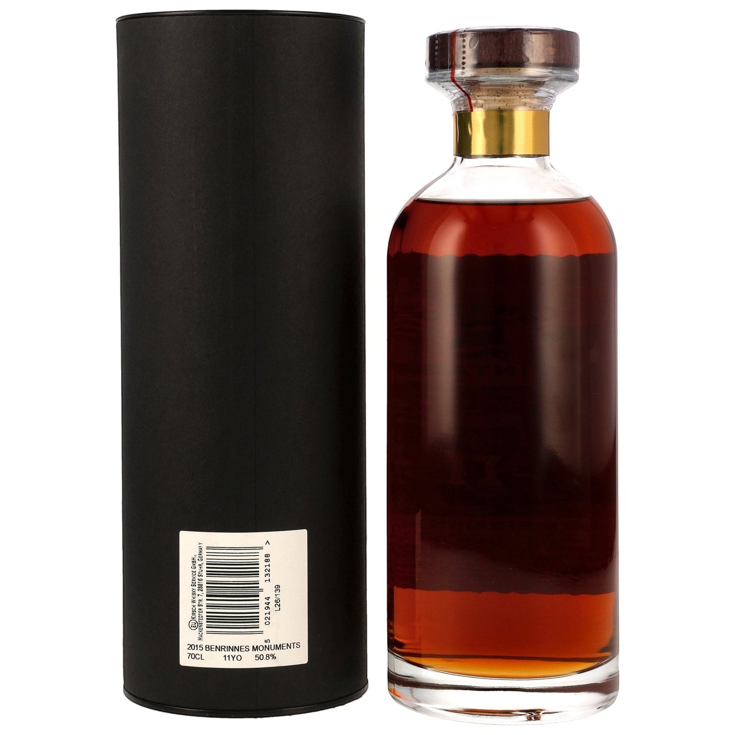 Schwarzbach Spirits Benrinnes 11 Jahre Single Malt Whisky in dunkler Flasche mit schwarzer Geschenkdose