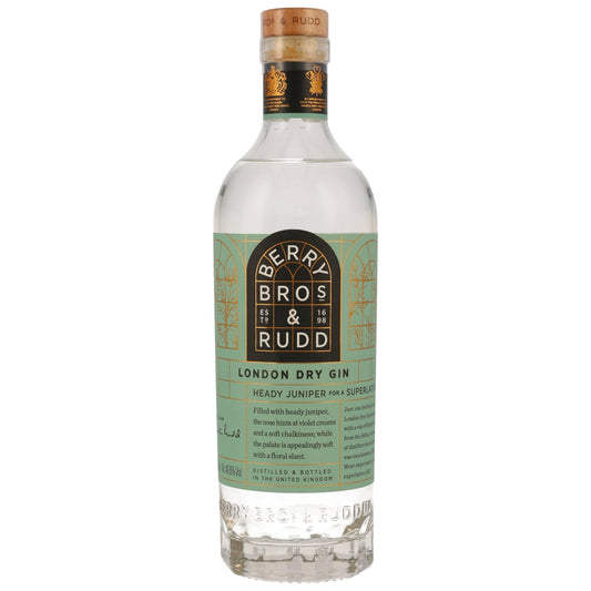 Schwarzbach Spirits Berry Bros. & Rudd London Dry Gin Flasche mit grünem Etikett und Wacholder-Aromatik