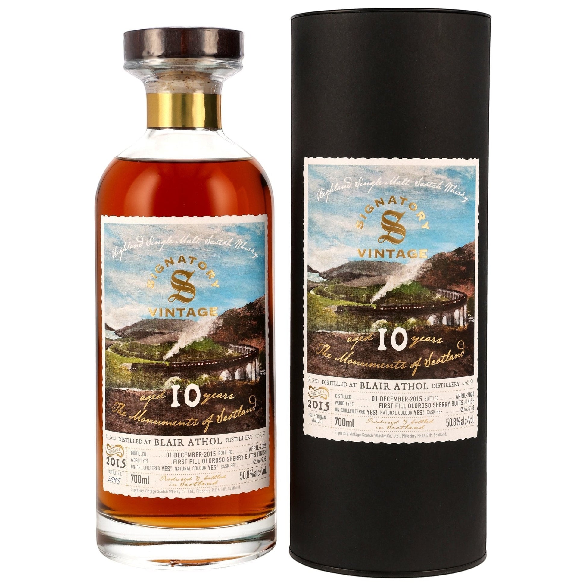 Schwarzbach Spirits Blair Athol 10 Jahre Single Malt Whisky mit Oloroso Sherry Finish in Flasche und schwarzer Dose