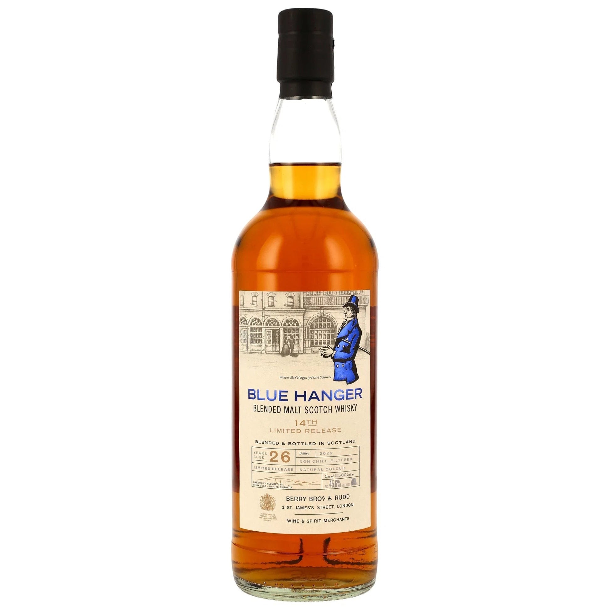 Schwarzbach Spirits Blue Hanger 26 Jahre Blended Malt Scotch Whisky, 45,6% Vol., limitierte Edition No. 14, nicht kühlfiltriert.