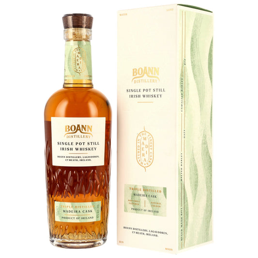 Schwarzbach Spirits Boann Single Pot Still Irish Whiskey mit Madeira-Finish in eleganter Flasche und Geschenkverpackung