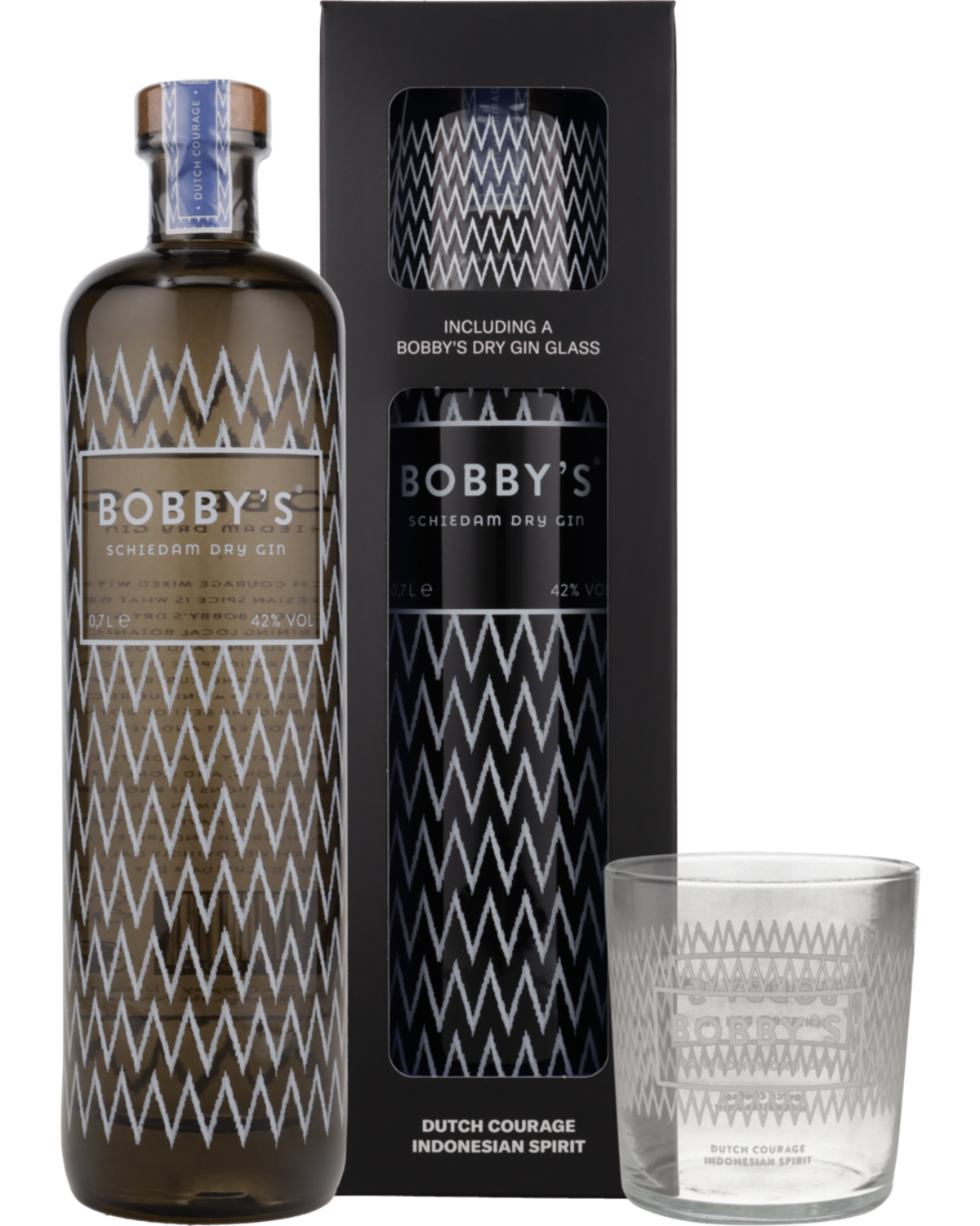 Schwarzbach Spirits Bobby's Schiedam Dry Gin Geschenkset mit 0,7L Flasche, Umverpackung und passendem Tumbler Glas