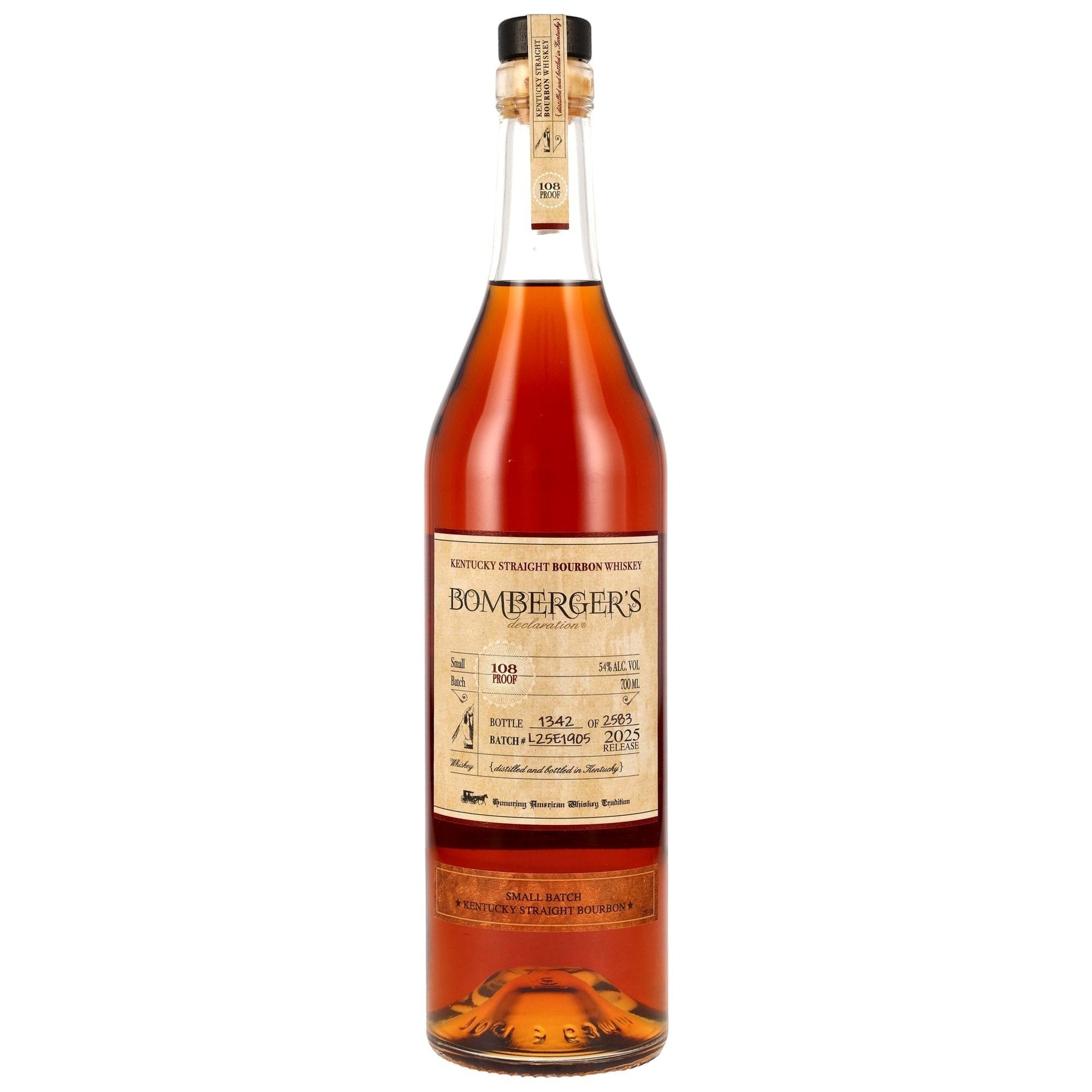 Schwarzbach Spirits Bomberger's Declaration Kentucky Straight Bourbon 2025 Release, 54% Vol., Small Batch, 700ml, limitierte Abfüllung.