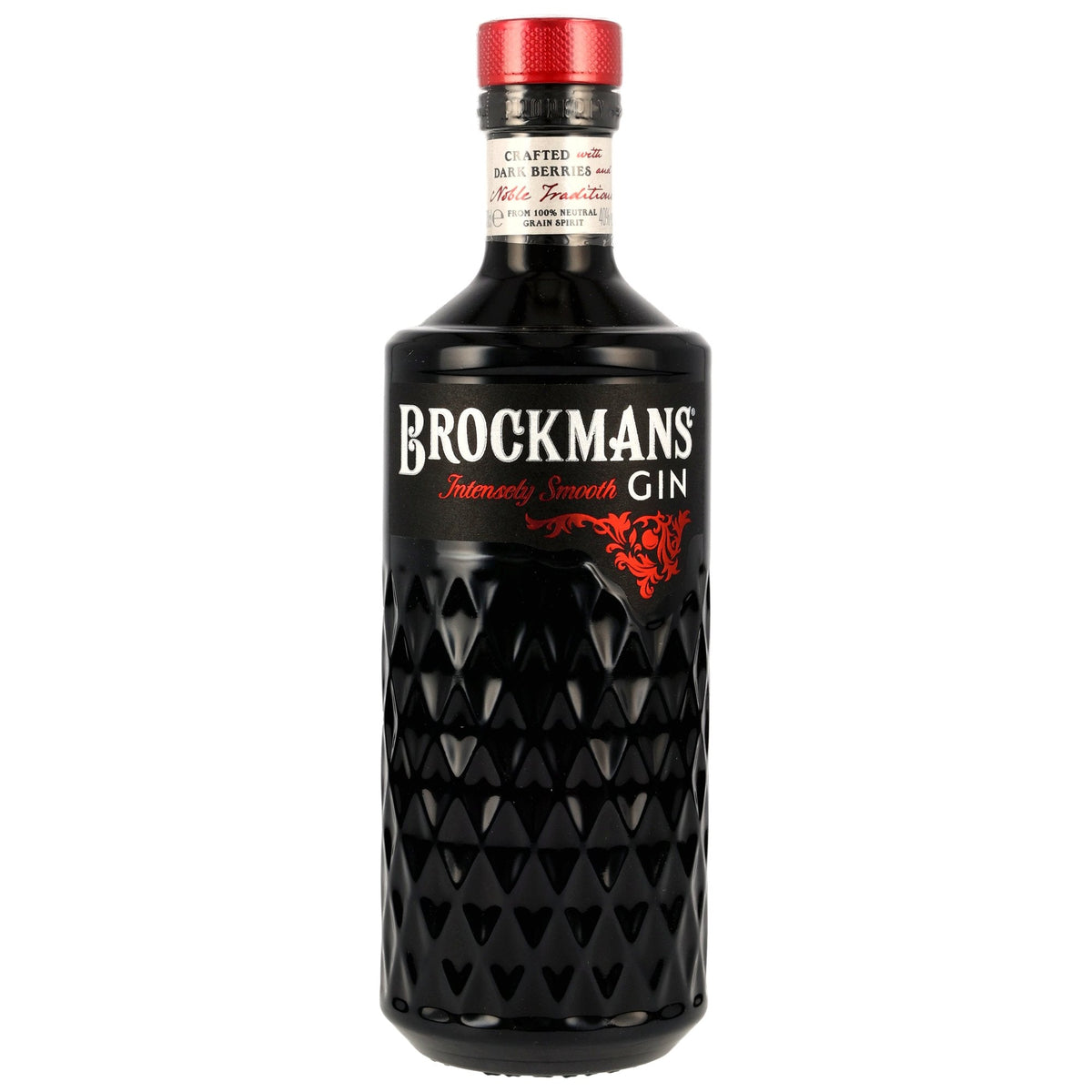Schwarzbach Spirits Brockmans Premium Gin in einer charakteristischen schwarzen Flasche mit Beeren-Aromen