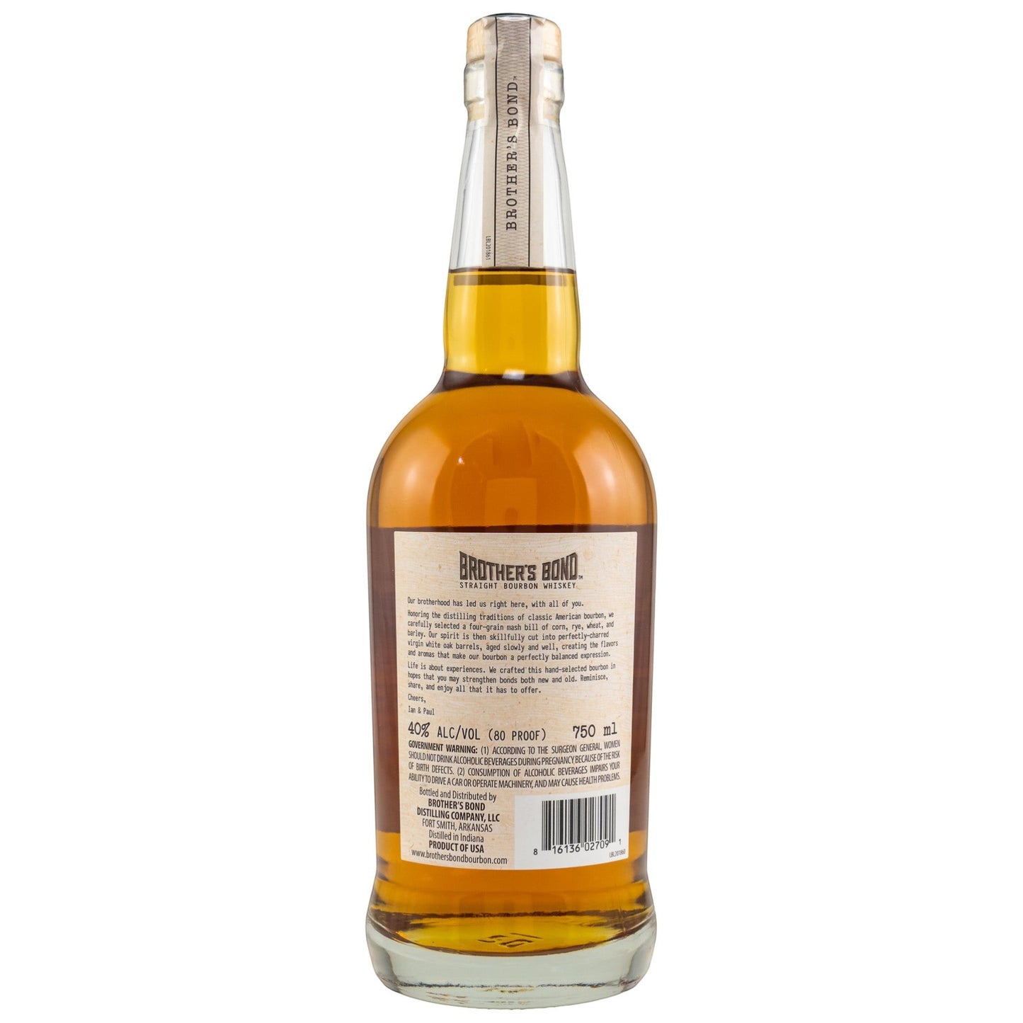 Schwarzbach Spirits Brother's Bond Straight Bourbon Whiskey 40% Vol. 750ml in einer Glasflasche mit Etikett