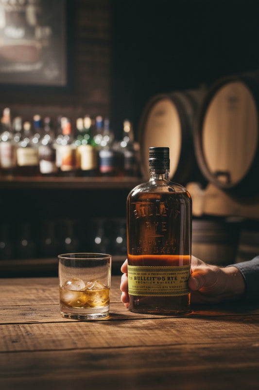 Schwarzbach Spirits: Flasche Bulleit 95 Rye Frontier Whiskey, 700 ml, 45% Vol. Amerikanischer Roggenwhiskey mit würzigem Aroma und süßen Noten.