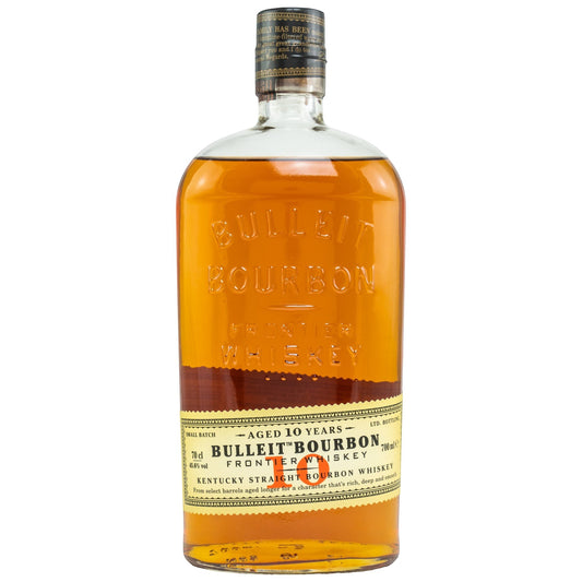 Schwarzbach Spirits: Bulleit Bourbon 10 Jahre, ein Kentucky Straight Bourbon Whiskey mit 45,6% Vol. und 0,7L Flasche.