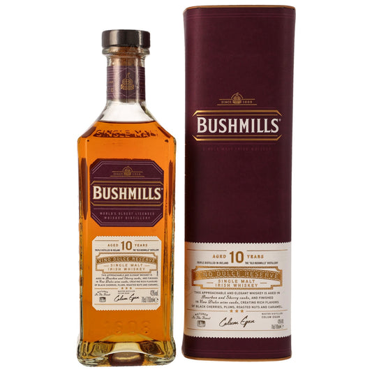 Schwarzbach Spirits Bushmills 10 Jahre Vino Dulce Cask Irish Single Malt Whiskey Flasche mit passender Geschenkdose