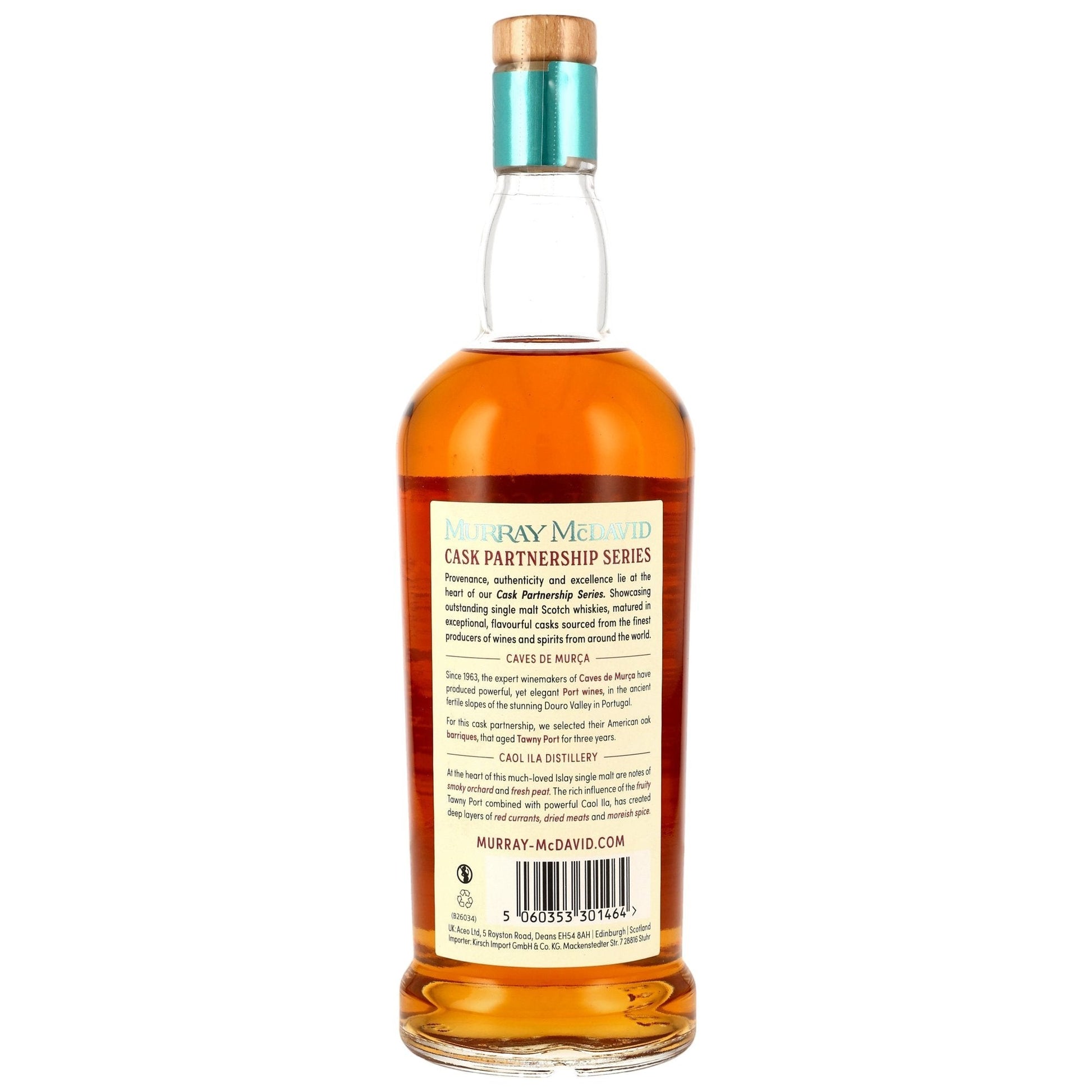 Schwarzbach Spirits: Caol Ila 8 Jahre Murca Tawny Port Cask Finish Whisky, 55,9% Vol., bernsteinfarben, 700ml Flasche.
