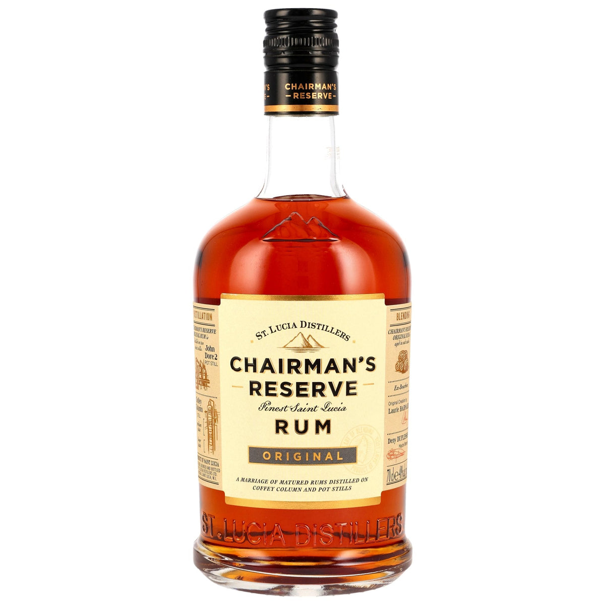 Schwarzbach Spirits Chairman's Reserve Original Rum aus St. Lucia in einer 0,7 Liter Flasche mit goldenem Etikett