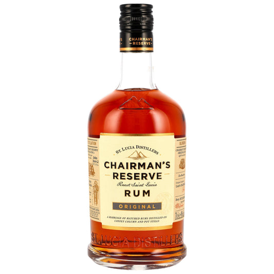Schwarzbach Spirits Chairman's Reserve Original Rum aus St. Lucia in einer 0,7 Liter Flasche mit goldenem Etikett