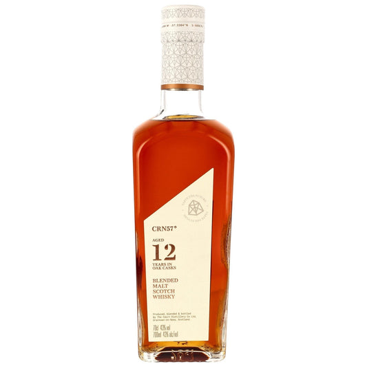Schwarzbach Spirits CRN57 12 Jahre Blended Malt Scotch Whisky mit Noten von Zimt, Himbeere und Schokoladenorange.