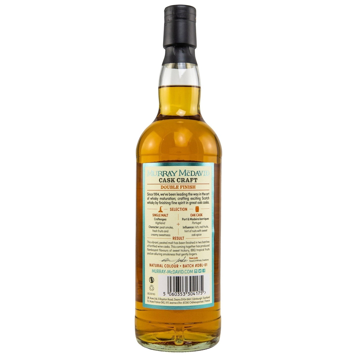 Schwarzbach Spirits Croftengea Murray McDavid Whisky Flasche mit Port und Madeira Cask Finish Etikett