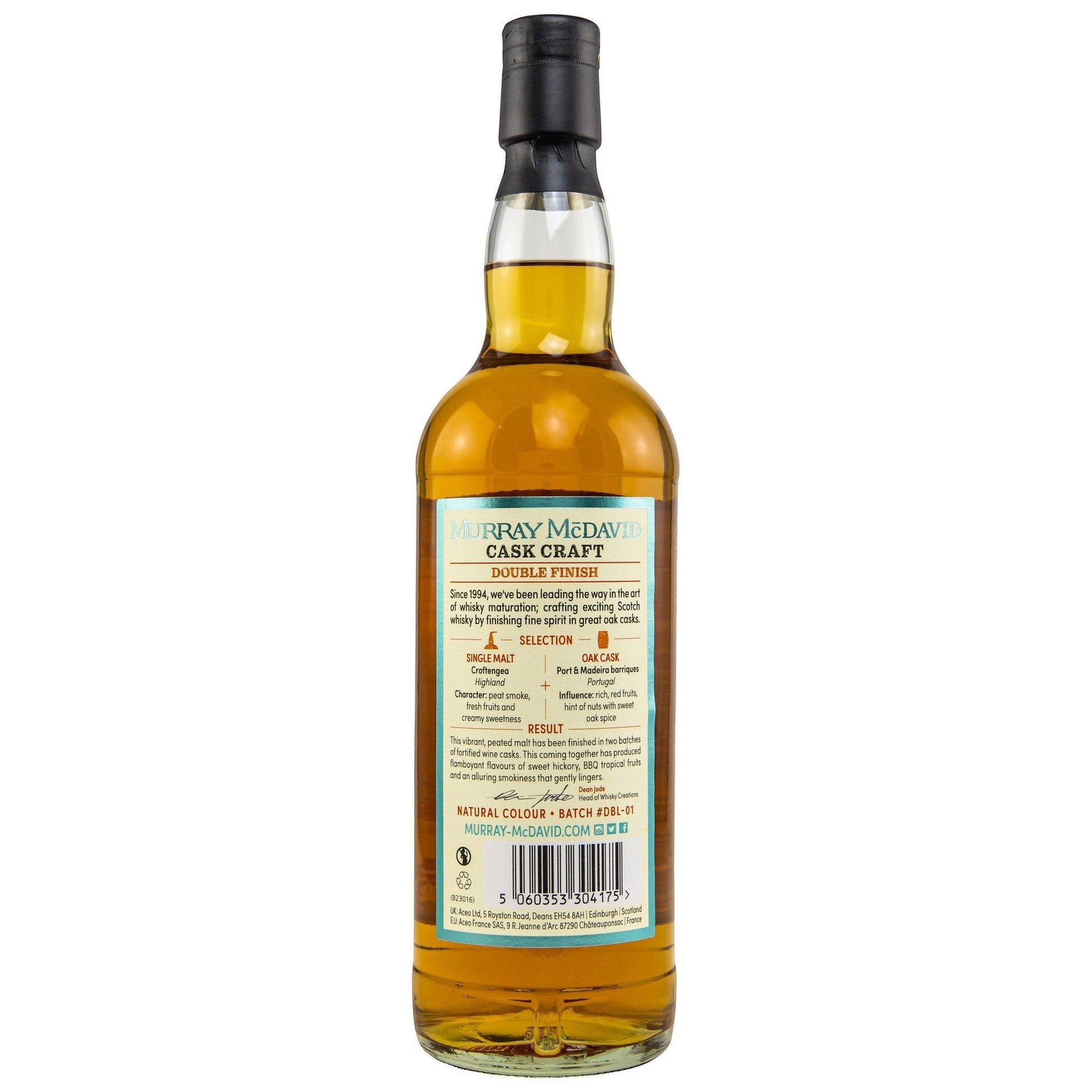 Schwarzbach Spirits Croftengea Murray McDavid Whisky Flasche mit Port und Madeira Cask Finish Etikett