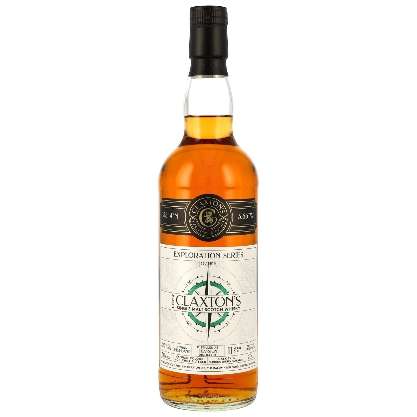 Schwarzbach Spirits Deanston 11 Year Oloroso Sherry Cask single malt Scotch whisky, amber colour, 50% Vol.