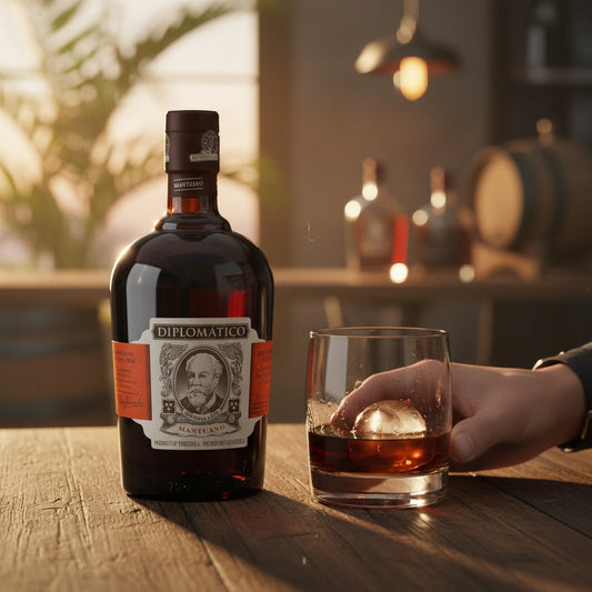 Schwarzbach Spirits DIPLOMATICO Mantuano Rum in dunkler Glasflasche mit orangefarbener Geschenkverpackung, 40% Vol.