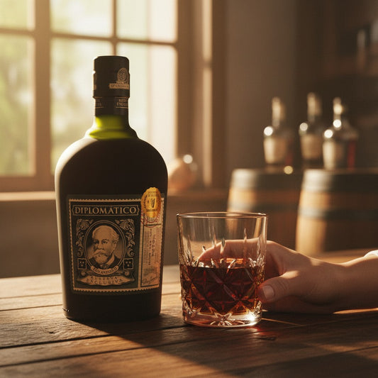 Schwarzbach Spirits DIPLOMATICO Reserva Exclusiva Rum in bernsteinfarbener Flasche mit Tube, 40% Vol.