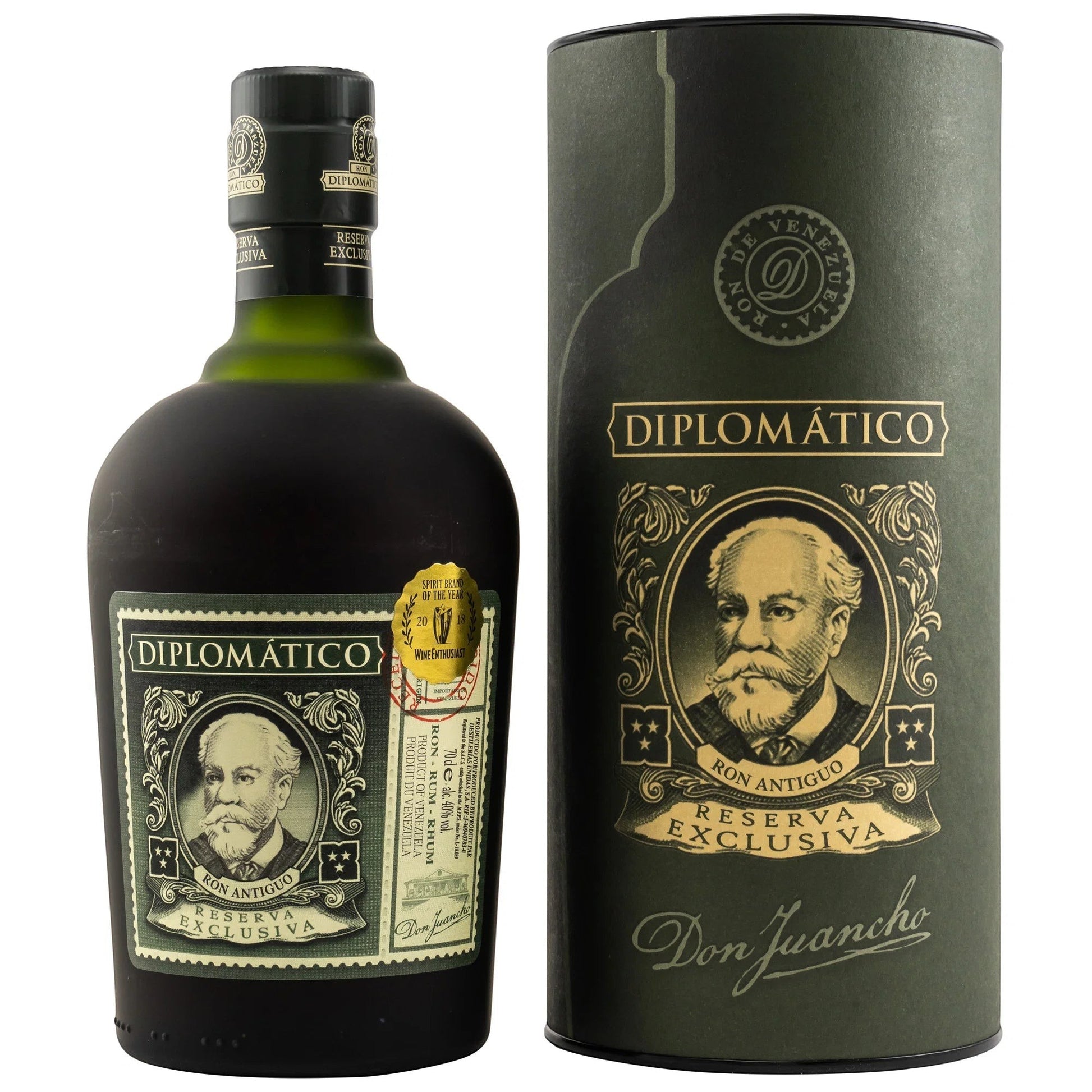 Schwarzbach Spirits DIPLOMATICO Reserva Exclusiva Rum in bernsteinfarbener Flasche mit Tube, 40% Vol.