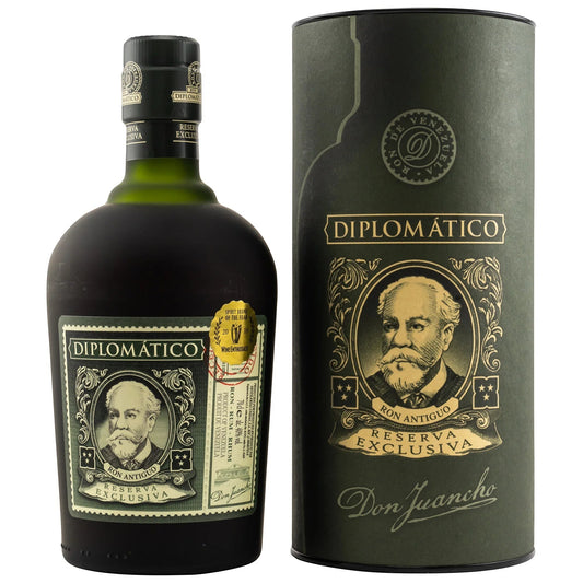 Schwarzbach Spirits DIPLOMATICO Reserva Exclusiva Rum in bernsteinfarbener Flasche mit Tube, 40% Vol.