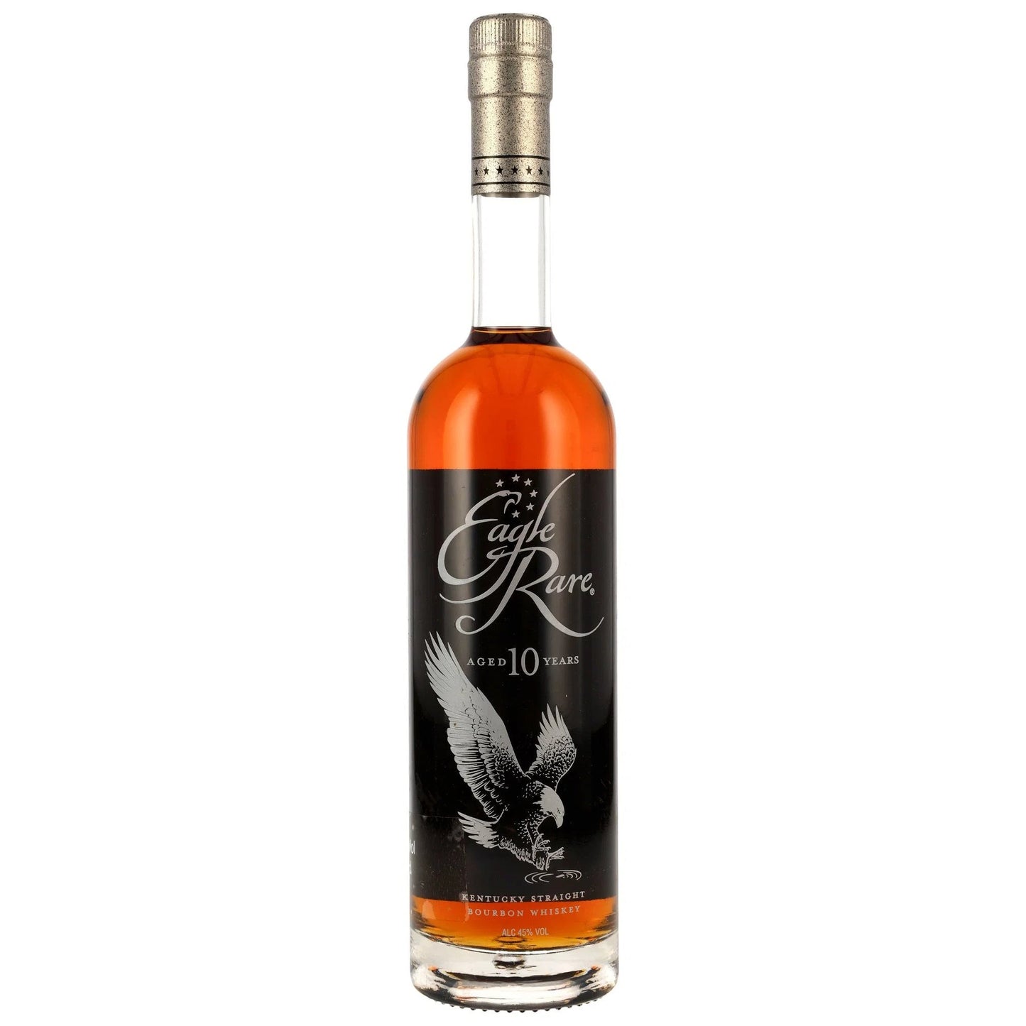 Schwarzbach Spirits Eagle Rare 10 Jahre Bourbon Whiskey, 45% Vol., bernsteinfarben, mit Adler-Motiv auf dem Etikett.