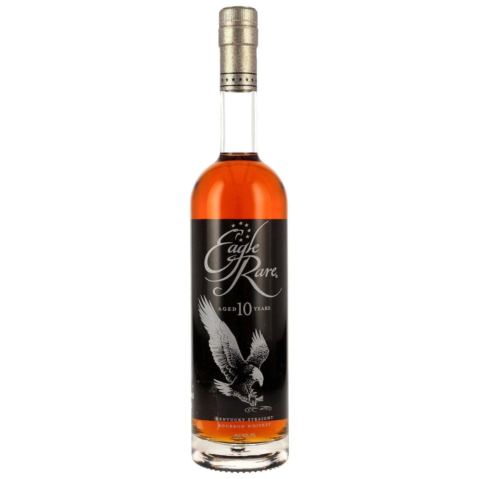 Schwarzbach Spirits Eagle Rare 10 Jahre Bourbon Whiskey, 45% Vol., bernsteinfarben, mit Adler-Motiv auf dem Etikett.