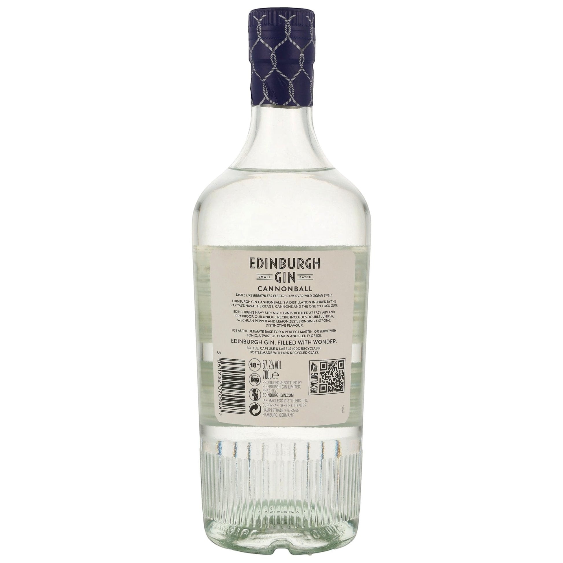 Schwarzbach Spirits: Edinburgh Gin Cannonball, 57,2% Vol. Navy Strength Gin mit dominantem Wacholder, Zitrone und Szechuanpfeffer.